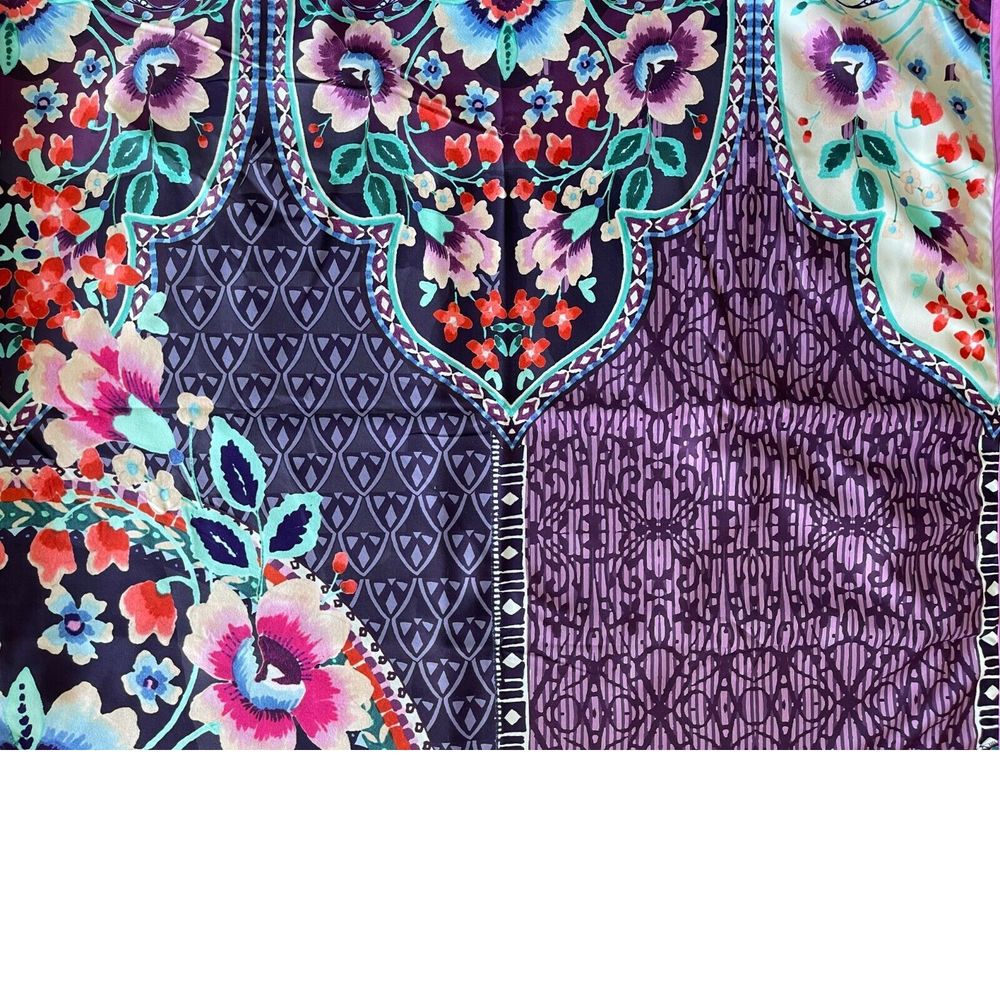 Johnny Was Saba Reversible Large Beach Towel Flower Purple Floral Blue Bag NEW